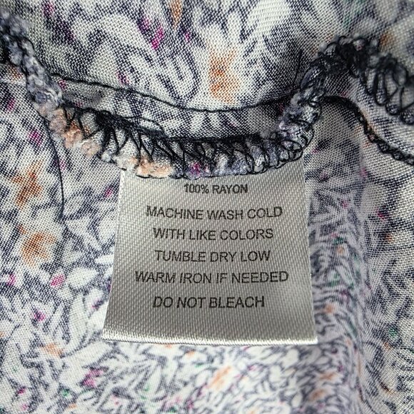 Womens Indigo Rose Multicolor Floral Dress V Neck Long Sleeve 100% Rayon Size XL - Picture 6 of 10